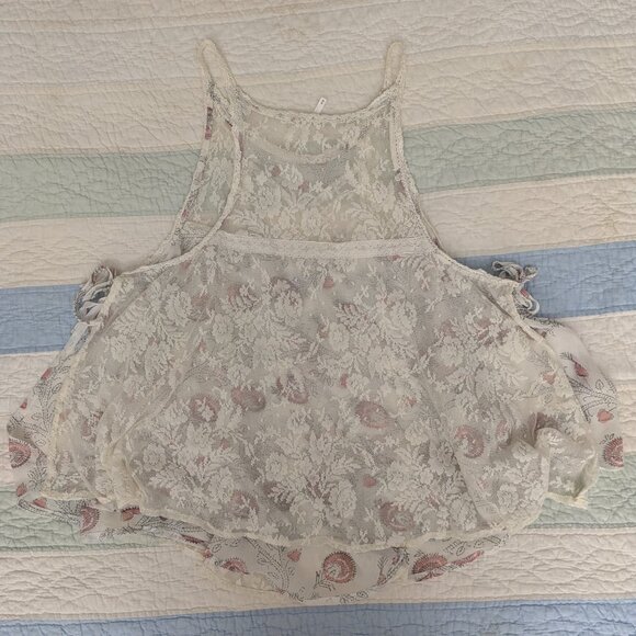 Free People lace tank camisole flowy open sides w/ ties Sz M - Picture 8 of 14
